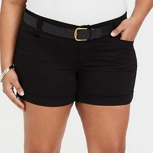 Black Sateen Cuffed Shorts